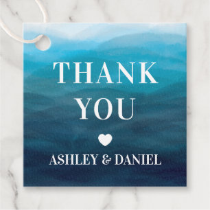 波の結婚贈り物ラベル、青海ありがとう フェイバータグ