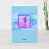 波の背景を持つシーホース誕生日カード カード (裏面)