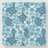 波の花のハイビスカスパターン ストーンコースター (正面)