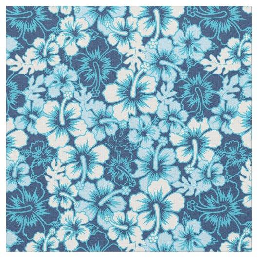 波の花のハイビスカスパターン ファブリック (クローズアップ)