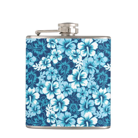 波の花のハイビスカスパターン フラスク (正面)