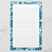 波の花のハイビスカスパターン 便箋 (正面)