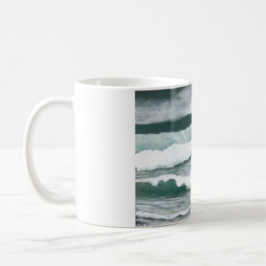 波の衝突の海の海の芸術のギフトの聴取 コーヒーマグカップ (左)