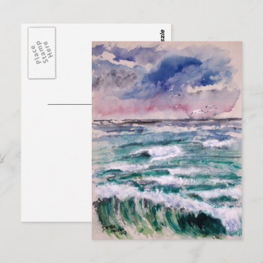 波の衝突 ポストカード (正面/裏面)