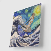 『波の誕生の金星素晴らし』 スクエア壁時計 (傾斜)