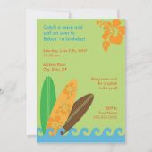 波の誕生日かベビーシャワーの招待状をつかまえて下さい 招待状 (正面)