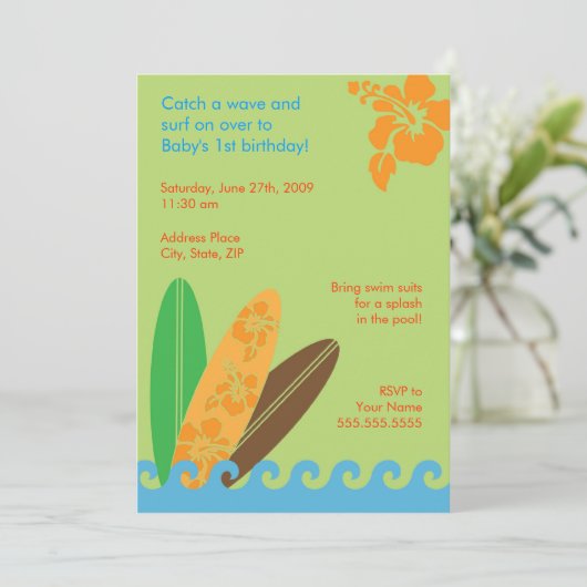 波の誕生日かベビーシャワーの招待状をつかまえて下さい 招待状 (スタンド正面)