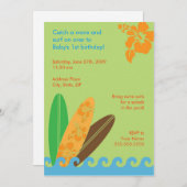 波の誕生日かベビーシャワーの招待状をつかまえて下さい 招待状 (正面/裏面)