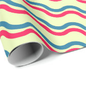 波の赤い青のパターミニマルン ラッピングペーパー (ロールコーナー)