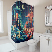 「波の都お洒落の風景」 シャワーカーテン (インサイチュ)