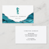 波の青いシーホースデザイン 名刺 (正面/裏面)