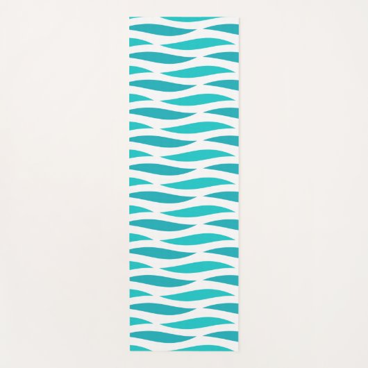 波の青いパターン ヨガマット (正面)