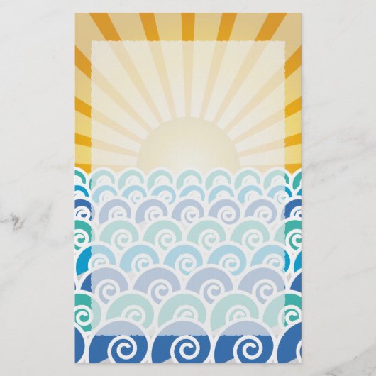 波の青の文房具に沿って 便箋 (正面)