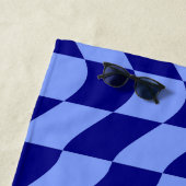 波の青市松模様にいパターン(名前をカスタムする付) ビーチタオル (インサイチュ)