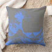 波の青素晴らしと灰色を枕にする クッション (ブランケット)