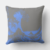 波の青素晴らしと灰色を枕にする クッション (裏面)