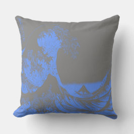 波の青素晴らしと灰色を枕にする クッション