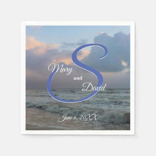波の音を聞結婚く スタンダードカクテルナプキン (正面)