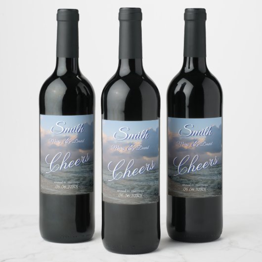 波の音を聞結婚く ワインラベル (ボトル)