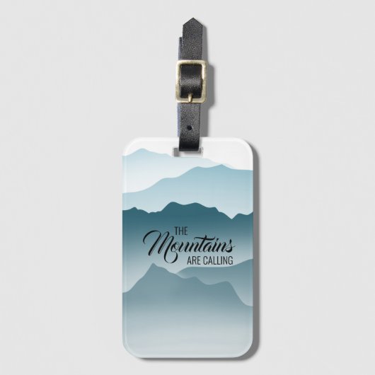 波の高い山々が青いグラデーションを呼び出している ラゲッジタグ (正面縦)