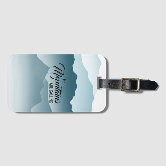 波の高い山々が青いグラデーションを呼び出している ラゲッジタグ (正面横)