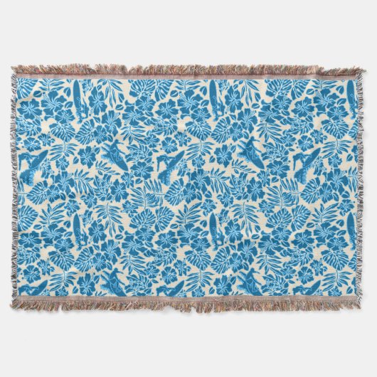 波のPareauのハワイのハイビスカスのブランケット スローブランケット (正面)