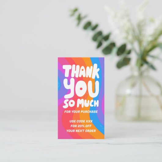 波はっきりした虹の順序ありがとう社会QRコード 名刺 (スタンド正面)