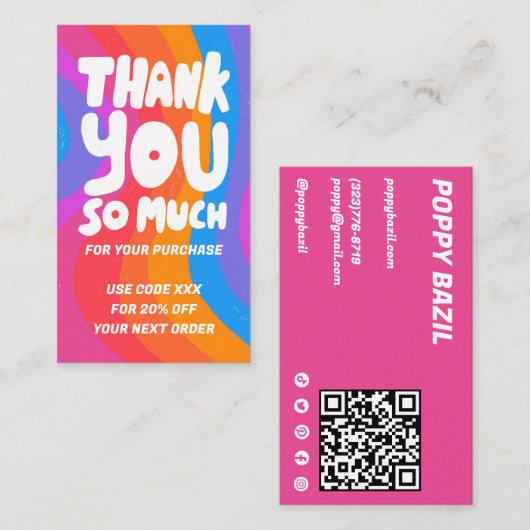 波はっきりした虹の順序ありがとう社会QRコード 名刺 (正面/裏面)