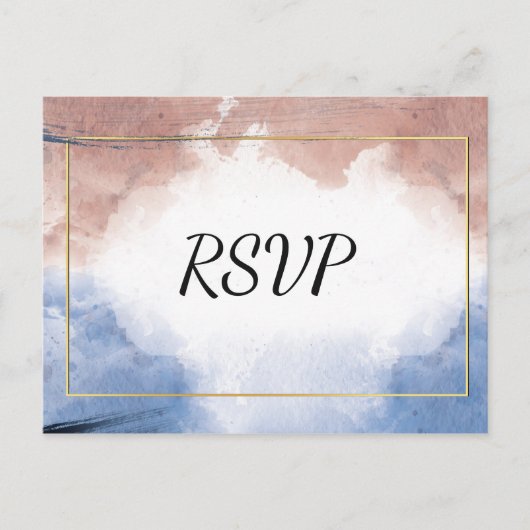 波への繊細な水色rsvp インビテーションポストカード (正面)