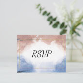 波への繊細な水色rsvp インビテーションポストカード (スタンド正面)