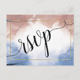 波への繊細な水色rsvp invitat インビテーションポストカード