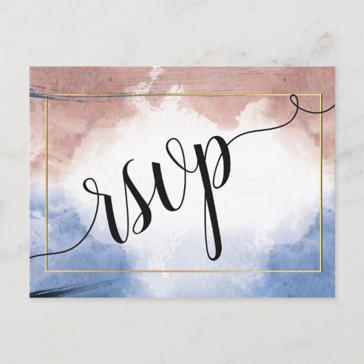 波への繊細な水色rsvp invitat インビテーションポストカード (正面)