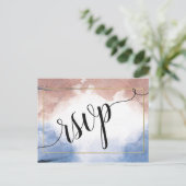 波への繊細な水色rsvp invitat インビテーションポストカード (スタンド正面)