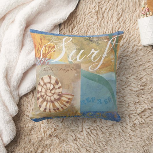 波またはビーチの装飾の枕 クッション (ブランケット)