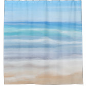 波よくはしゃぐが晴れた日のビーチ シャワーカーテン (正面)