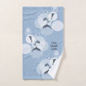 波よくはしゃぐジャンピングドルフィンズスチールブルー バスタオルセット (ハンドタオル)
