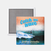 波をキャッチ – サーフィン楽園 マグネット (正面/裏面)