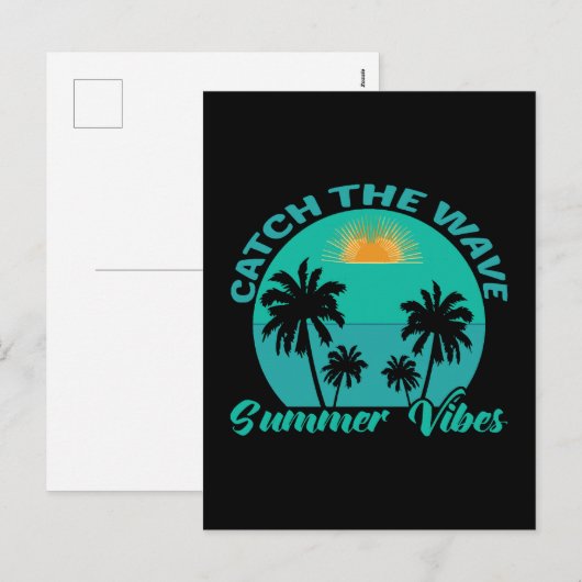 波をキャッチ 夏の気分 シーズンポストカード (正面/裏面)