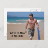 波をサーフィン… ポストカード (正面/裏面)