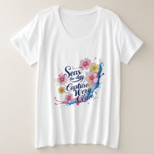 波を乗りこなせ – すべての波と共に花開く プラスサイズTシャツ (デザイン正面)