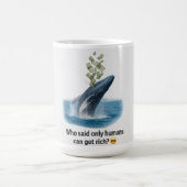 波を作る、お金を稼ぐ – Whale Power Poster コーヒーマグカップ (中央)