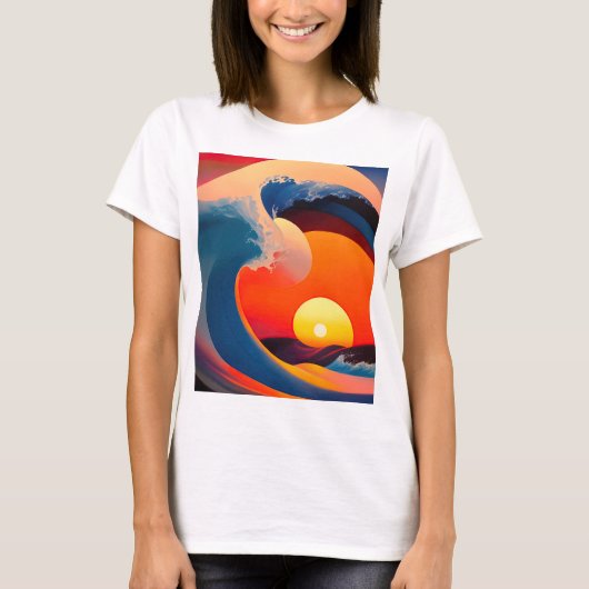 波を受けカラフルる Tシャツ (正面)