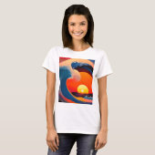 波を受けカラフルる Tシャツ (正面フル)