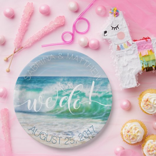 波を壊す我々はビーチ結婚式プレート ペーパープレート (パーティー)