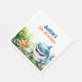 波を幸せにするサメを海の下に誕生日 スタンダードランチョンナプキン (角)