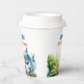 波を幸せにするサメを海の下に誕生日 紙コップ (右)