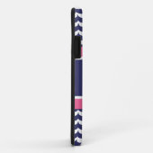 波を持ついかりおよびモノグラムの海軍及びピンク Case-Mate iPhoneケース (裏面/右)