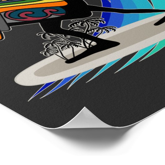 波を捕まえろフエ!ストーンサーファーが飛ぶ ポスター (角)