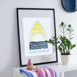 波を捕まえろ。夏期デザイン。 ポスター