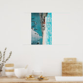 波を楽しむ海ビーチロンビーチ, CA ポスター (キッチン)